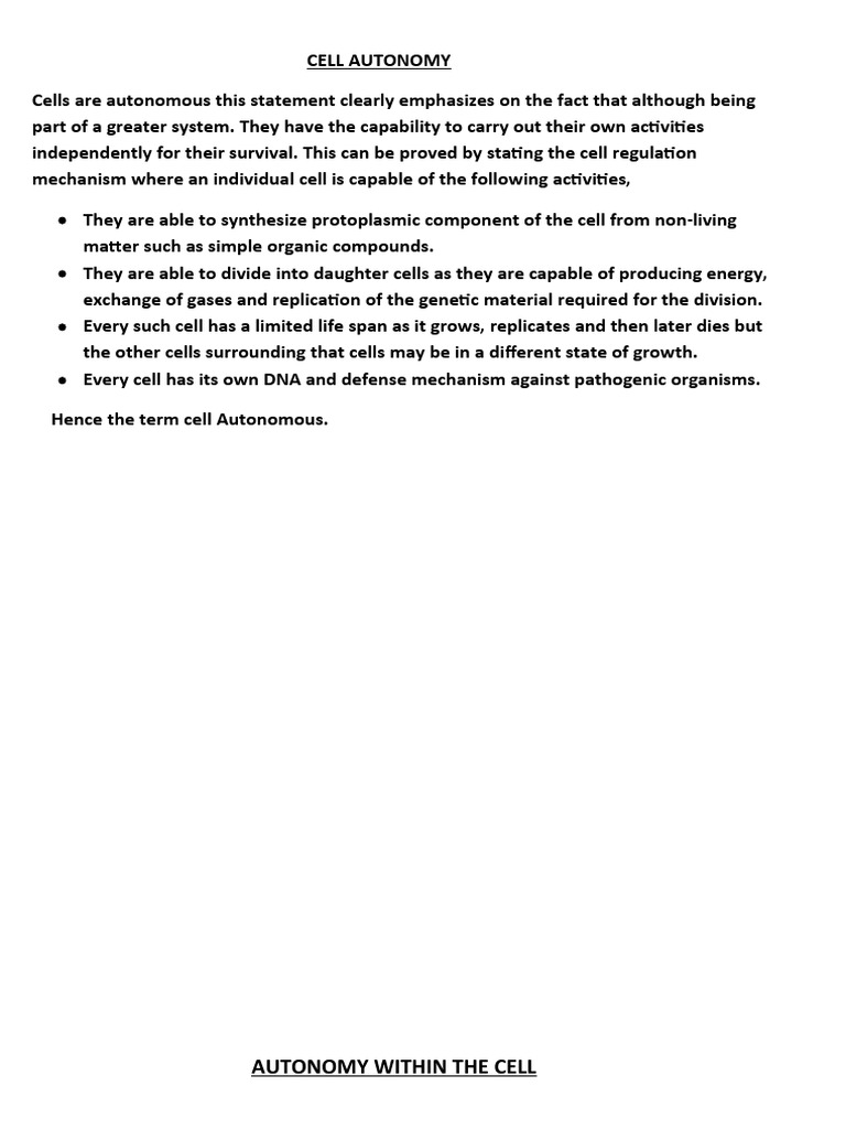 Understanding Cell Autonomy and Organelles | PDF | Chloroplast | Ribosome