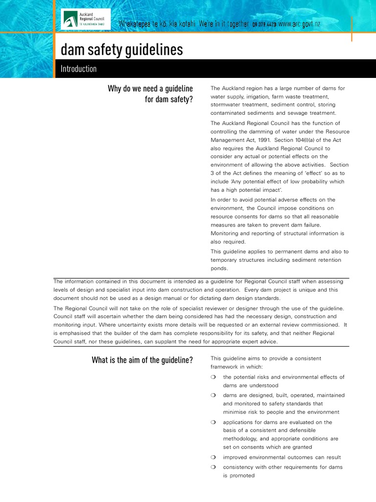 TP109 Dam Safety Guidelines PDF Dam Hazards