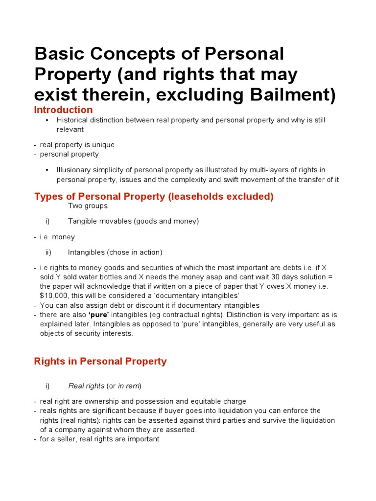 Personal Property Rights Explained | PDF | Conversion (Law) | Tort