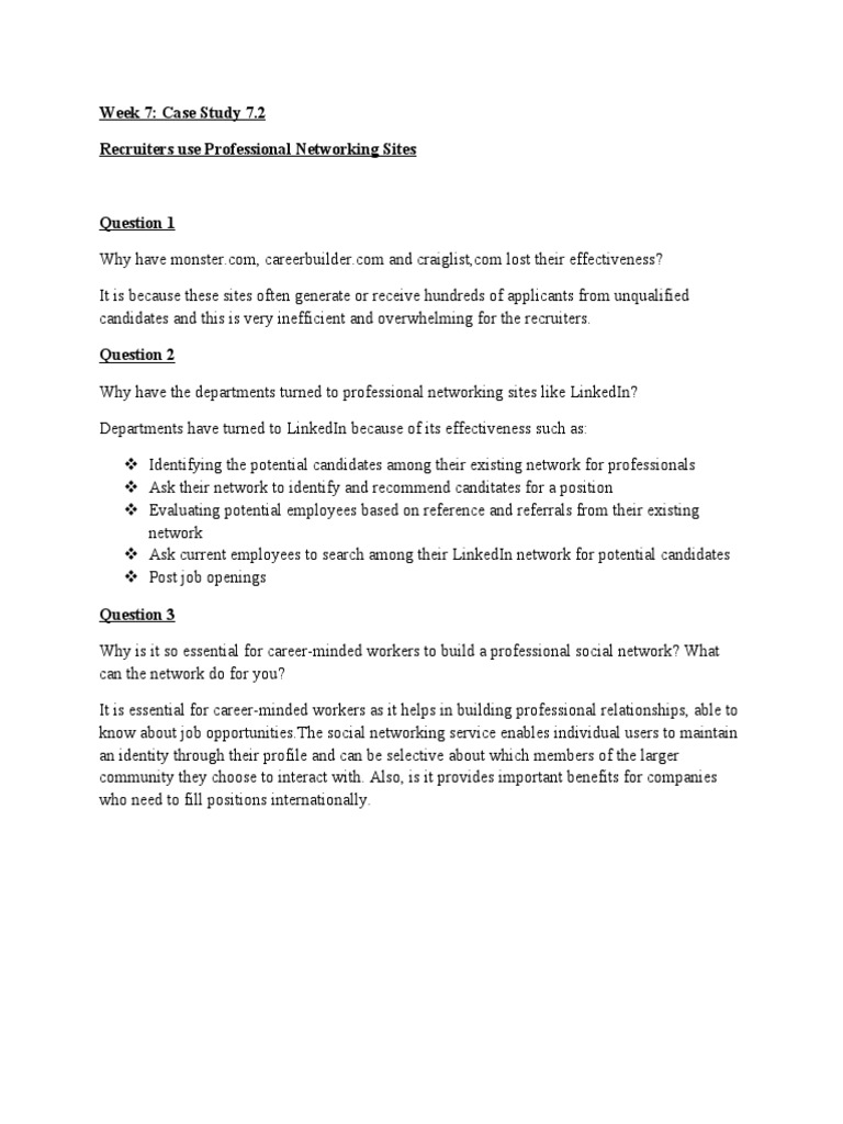 Week 7 - Case Study 7.2 | PDF | Career & Growth | Business