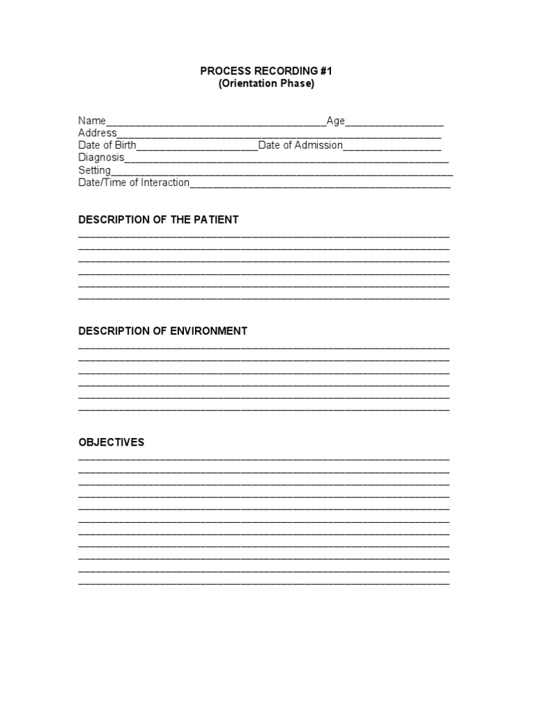 Process Recording (Sample) PDF Behavior Psychology