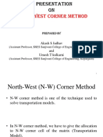 North-West Corner Method: Akash S Jadhav and Umesh T Kulkarni