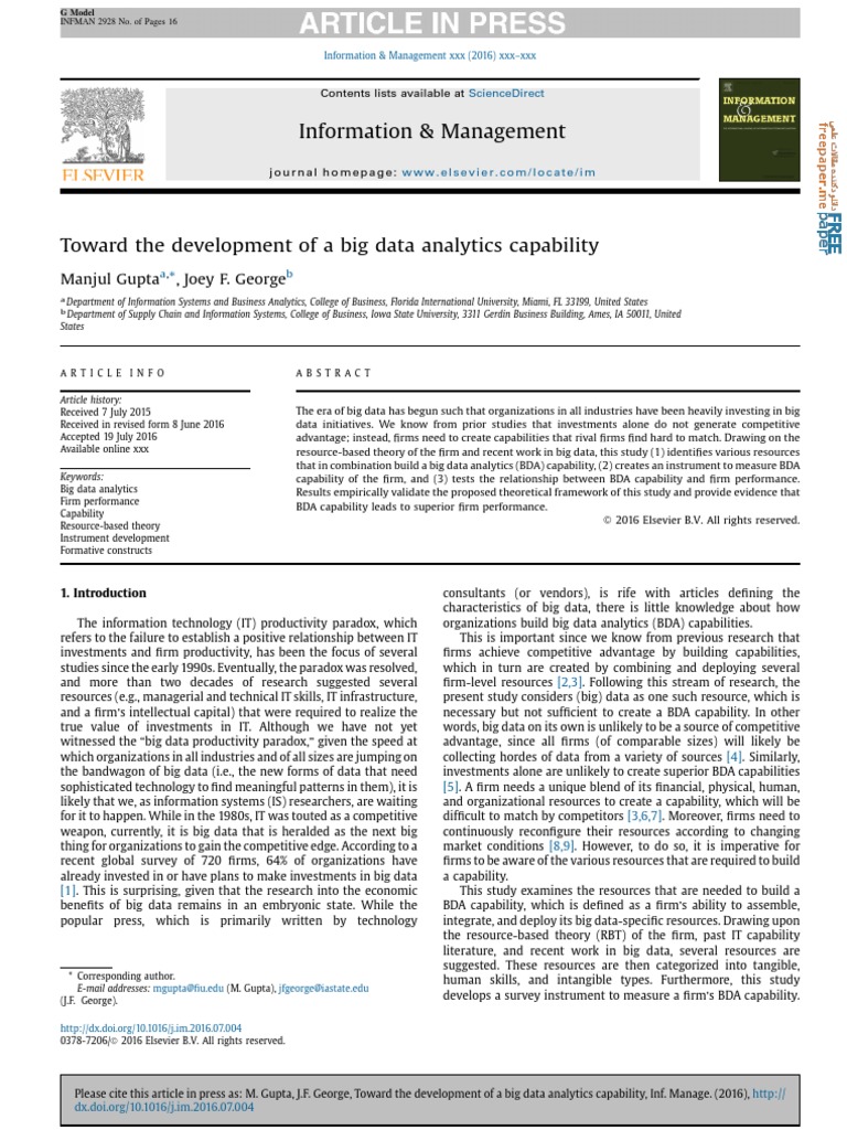 16-Toward The Development of A Big Data Analytics Capability | PDF ...