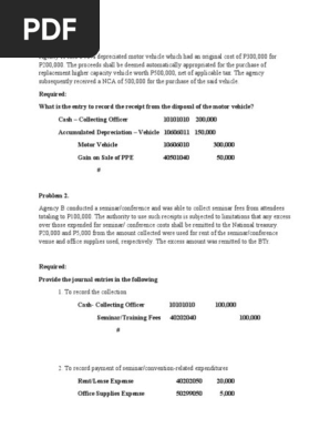 Activity for Receipts and Collection