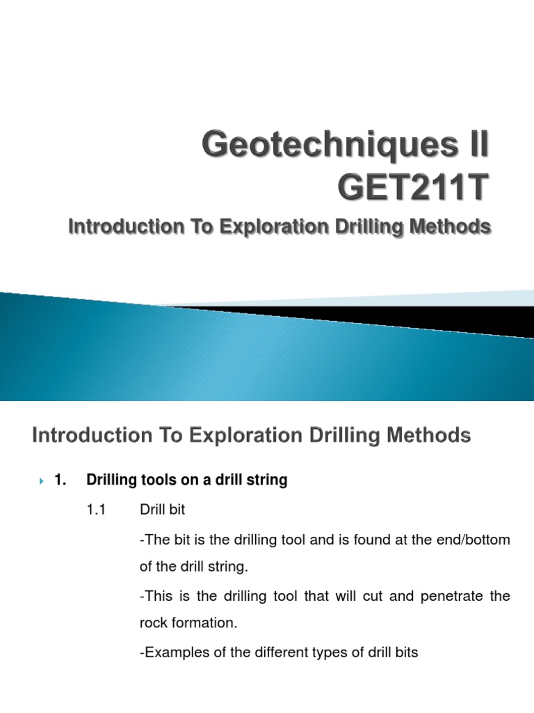 Overview of Exploration Drilling Methods | PDF | Drill | Drilling