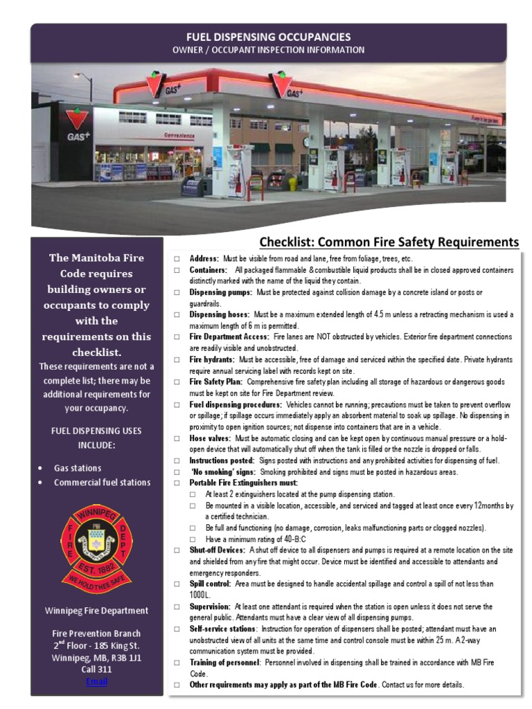 Fuel Dispensing Fire Safety Checklist | PDF | Fire Safety | Filling Station