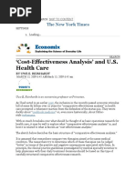 Cost-Effectiveness Analysis' and U.S. Health Care: The New York Times