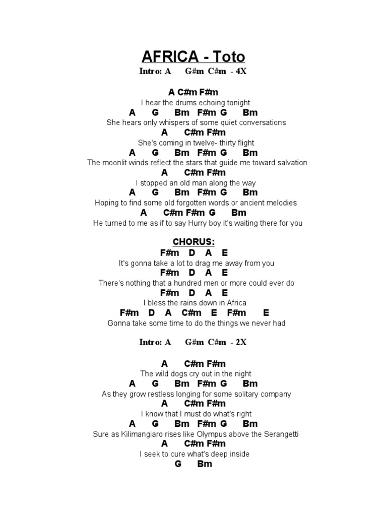 Africa Toto Chords | PDF | Song Structure | Musical Forms
