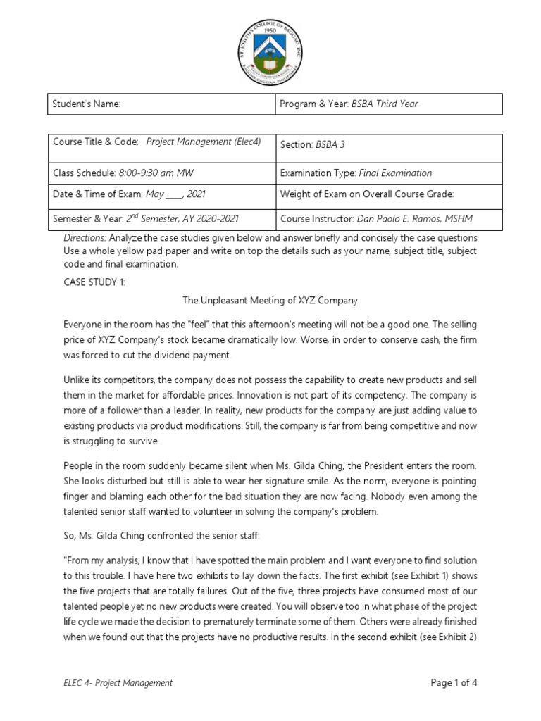 Directions: Analyze The Case Studies Given Below and Answer Briefly and ...