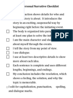 Great Personal Narrative Checklist