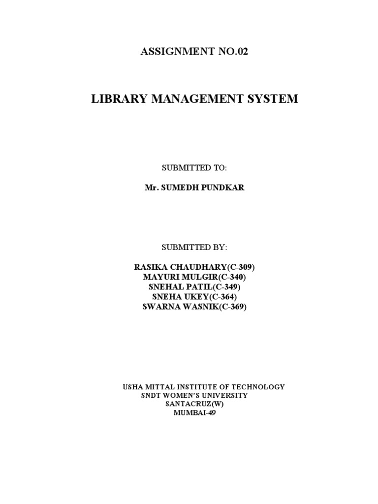 Library Management System: Assignment No.02 | PDF | Class (Computer ...