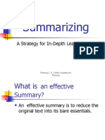 Summarizing: A Strategy For In-Depth Learning