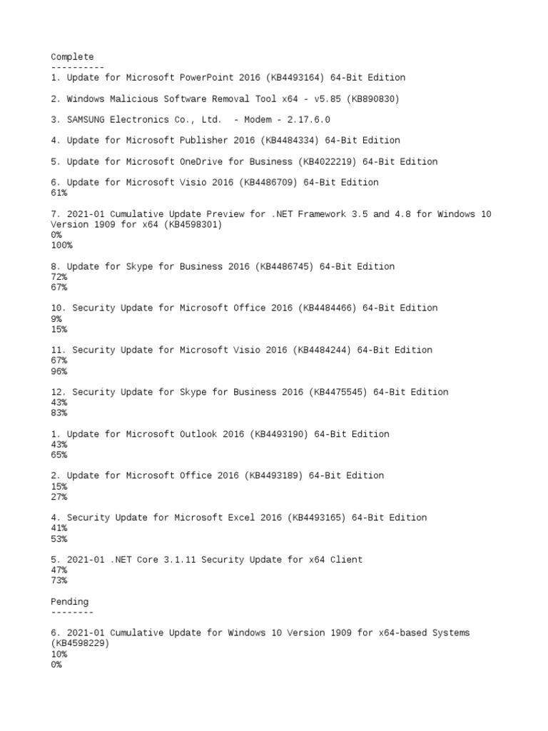 x64 Windows System Updates Summary | PDF