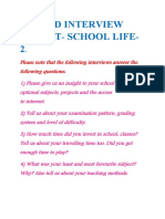 Eumind Interview Report-School Life - 2: Please Note That The Following Interviews Answer The Following Questions