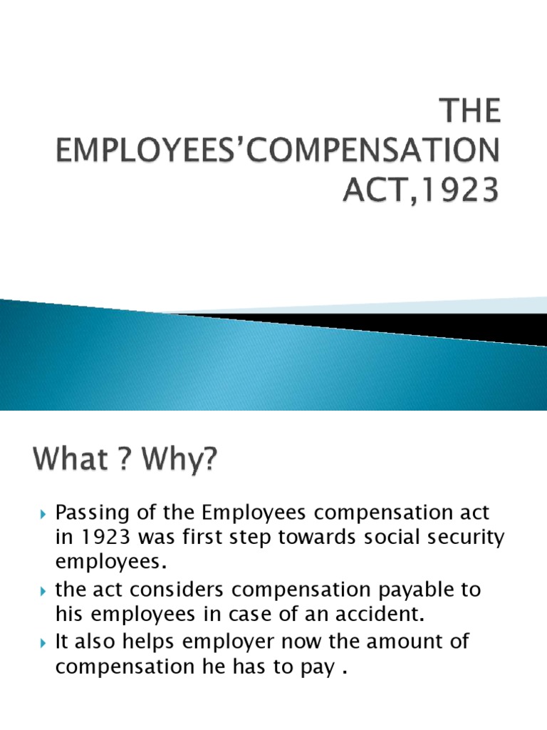 Workmen Compensation Act PDF Employment Hand
