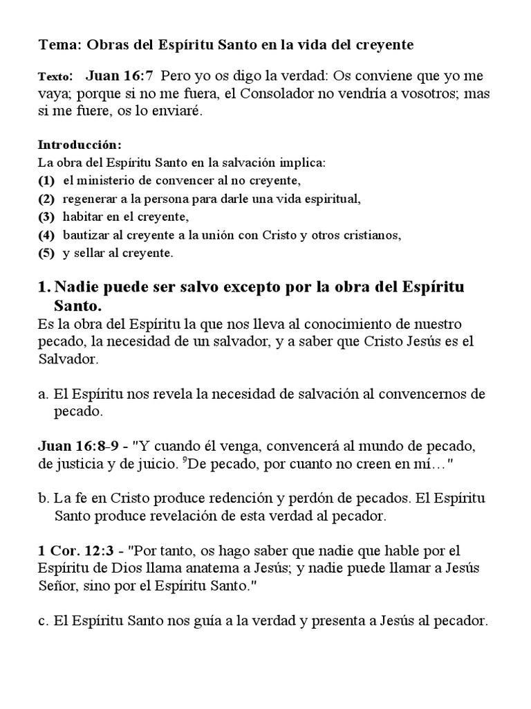 Obras del Espíritu Santo en el Creyente | PDF | Cristo (título ...