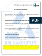 Indian Institute of Management Kashipur: Self-Assessment Questionnaire