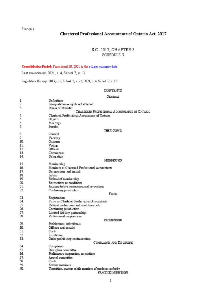 Regulation of Chartered Professional Accountants in Ontario PDF