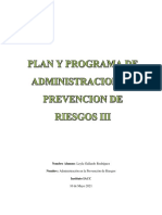 Semana 6. Plan y Programa de Administracion en Prevencion de Riesgos