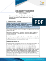 Guia de Actividades y Rúbrica de Evaluación - Unidad 2 - Tarea 3 - Solución de Modelos de Programación Lineal de Optimización