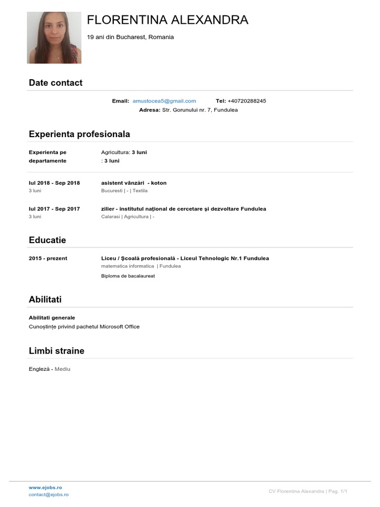 CV Alexandra Florentina | PDF