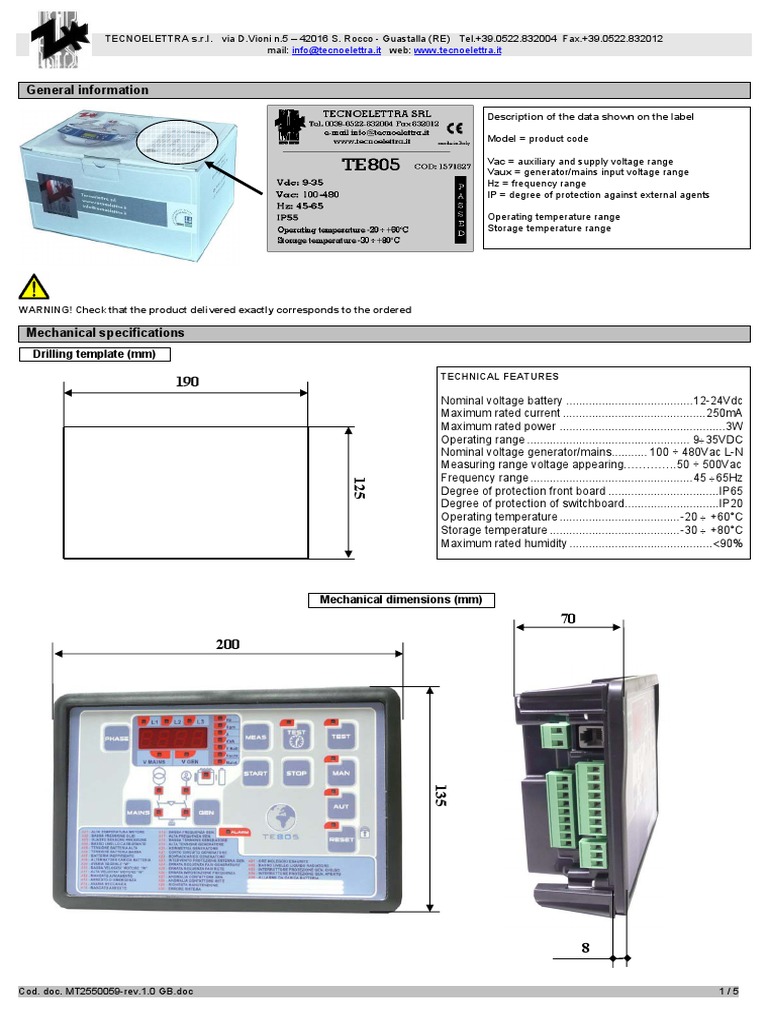 Generator Control Panel Specifications | PDF | Mains Electricity ...
