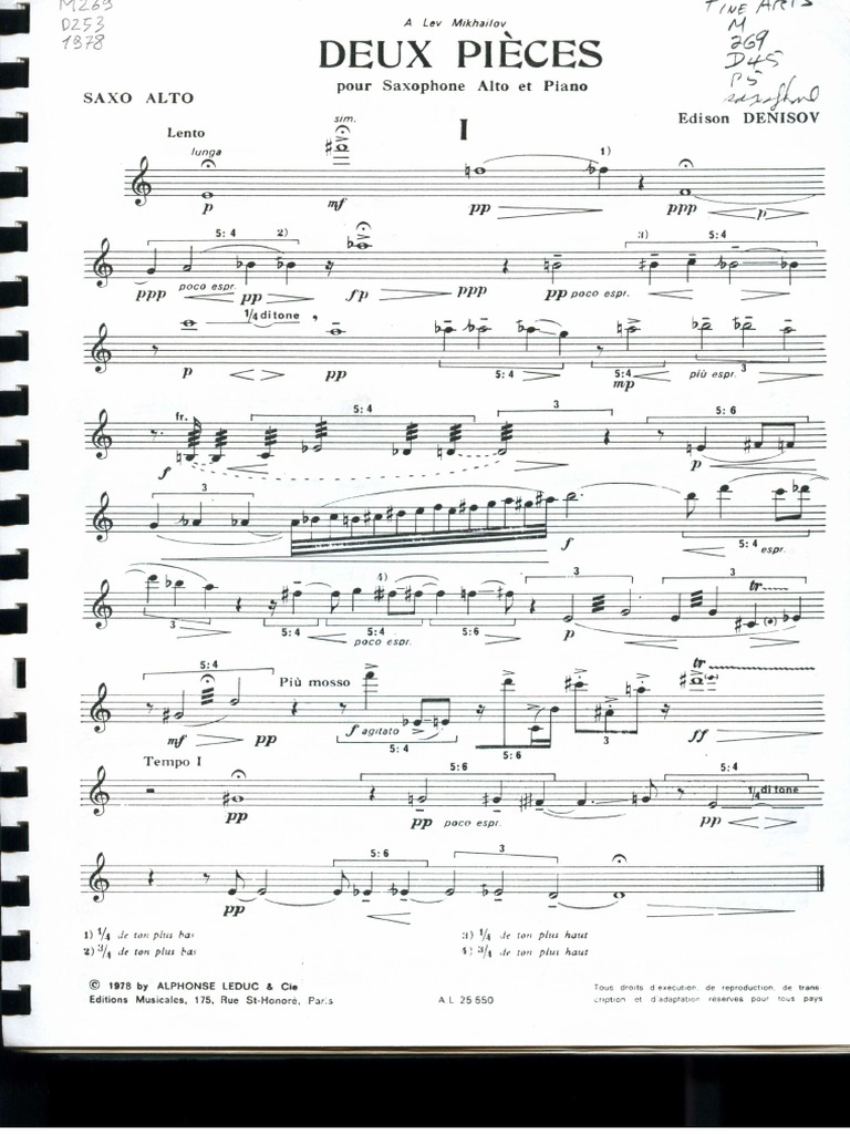 Deux Pieces Edison Denisov Sax Alto Et Piano | PDF