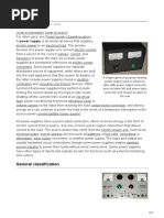 Power Supply: General Classification