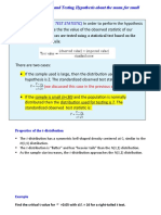 The Decision Tool (THE TEST STATISTIC) : 8.3 The T-Distribution and Testing Hypothesis About The Mean For Small Sample