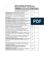 Performance Criteria Checklist 1.1-1 Occupational Health and Safety Procedures