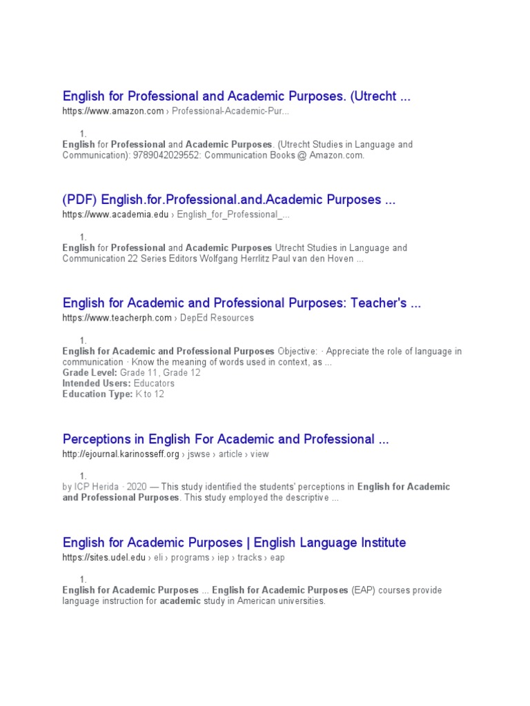 English For Professional and Academic Purposes | PDF