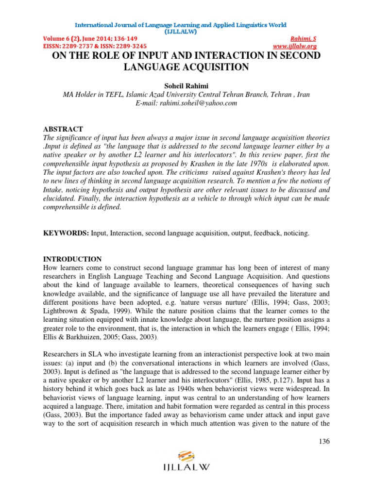 Input Output Interaction | Download Free PDF | Second Language | Second ...
