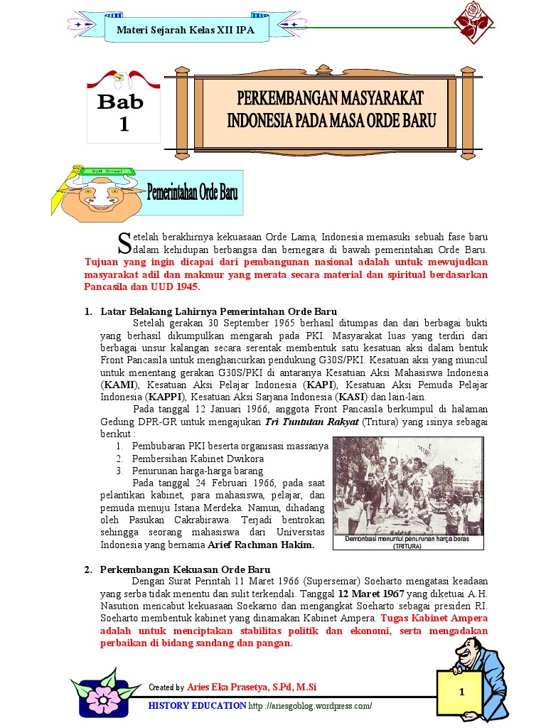 Bab 1 Perkembangan Masyarakat Pada Masa Orde Baru Pdf