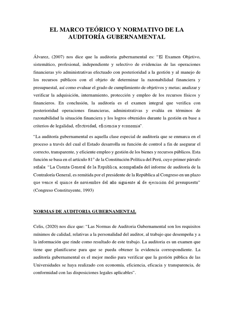 Marco Normativo de la Auditoría Gubernamental | PDF | Auditoría ...