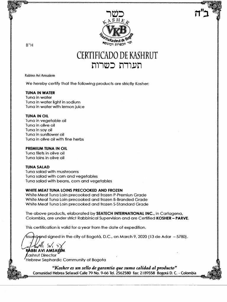 Certificado Kosher 2020 2021 2 - 3 | PDF