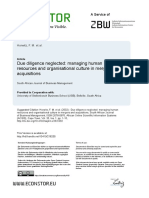 Due Diligence Neglected: Managing Human Resources and Organisational Culture in Mergers and Acquisitions