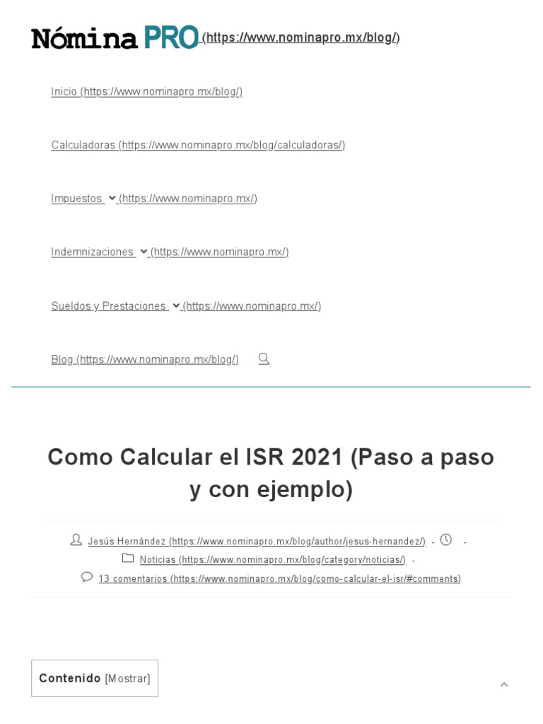 Como Calcular El ISR 2021 (Paso A Paso y Con Ejemplo) PDF Impuesto
