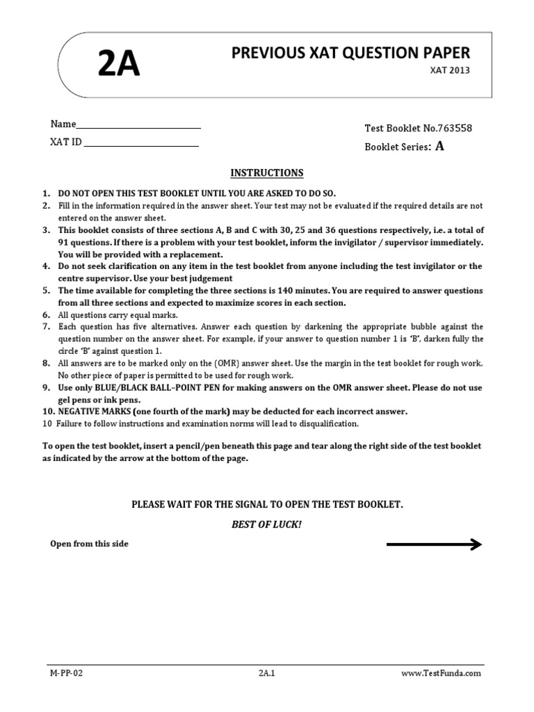 Previous Xat Question Paper: Instructions | PDF | Falsifiability | Karl ...