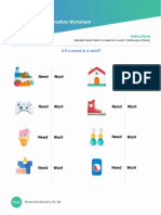 Needs Vs Wants Elementary Worksheet