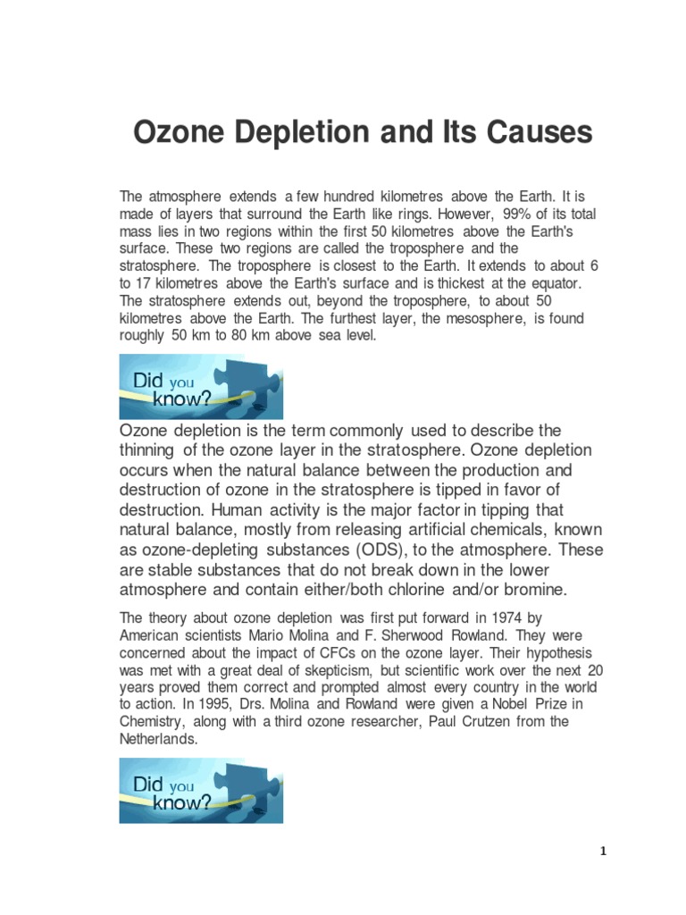Ozone Depletion and Its Causes | PDF | Ozone Depletion | Chlorofluorocarbon