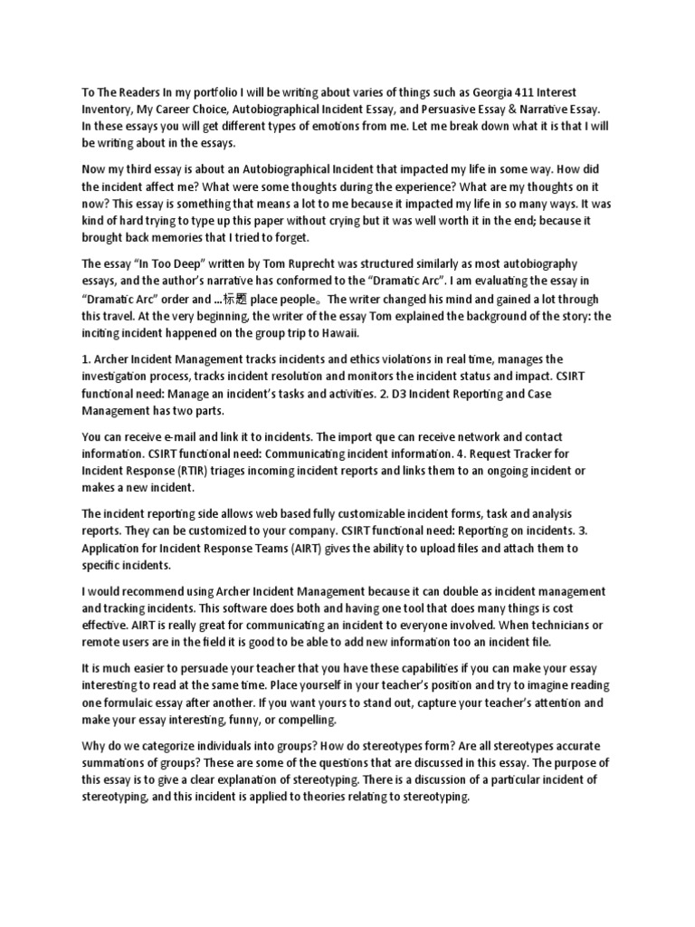 Funny Incident PDF Essays Stereotypes