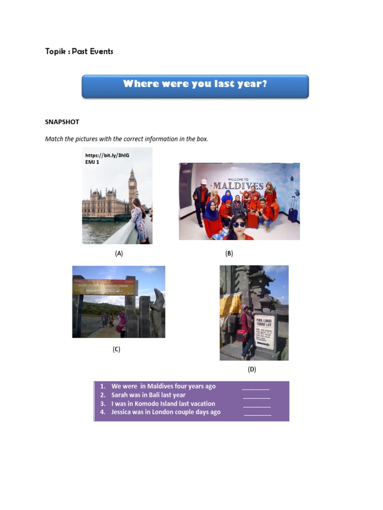 Topik: Past Events: Where Were You Last Year? | PDF | Question ...