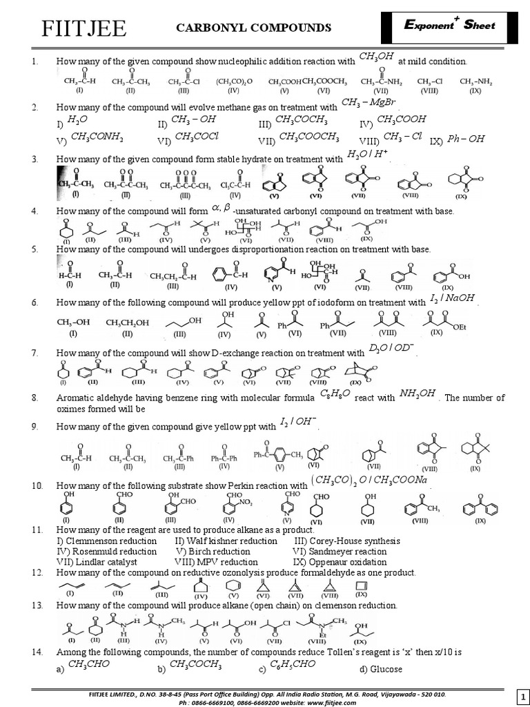 Carbonyl Compounds Reaction Analysis | PDF | Aldehyde | Ketone