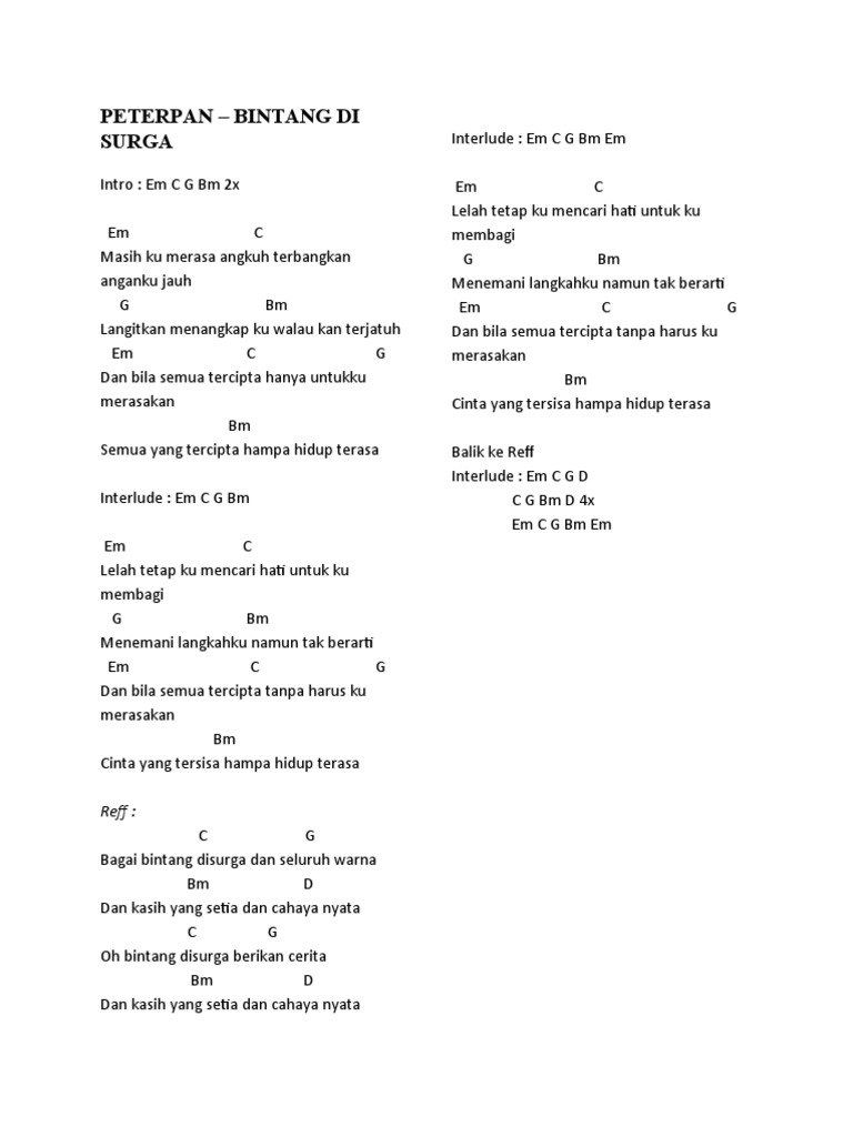 Lagu Dan Kunci Gitar-Peterpan | PDF