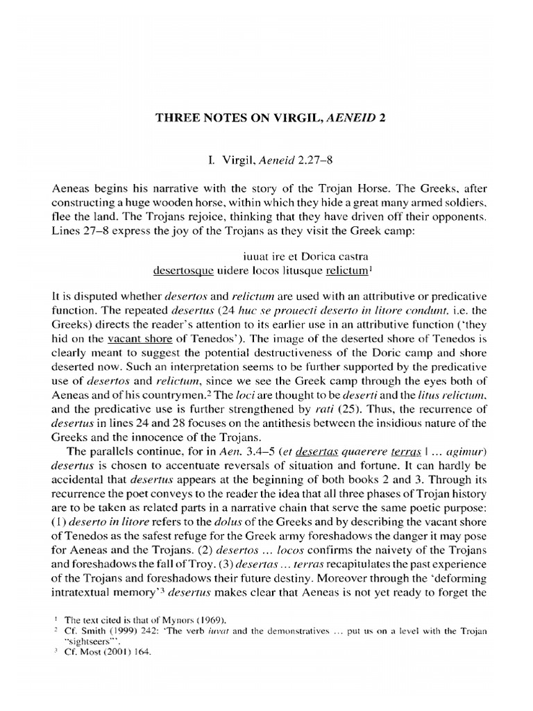 Three Notes On Virgil Aeneid 2 Pdf Aeneid Virgil