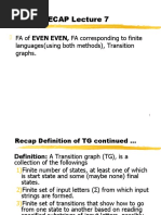 RECAP Lecture 7: FA of EVEN EVEN, FA Corresponding To Finite Languages (Using Both Methods), Transition Graphs