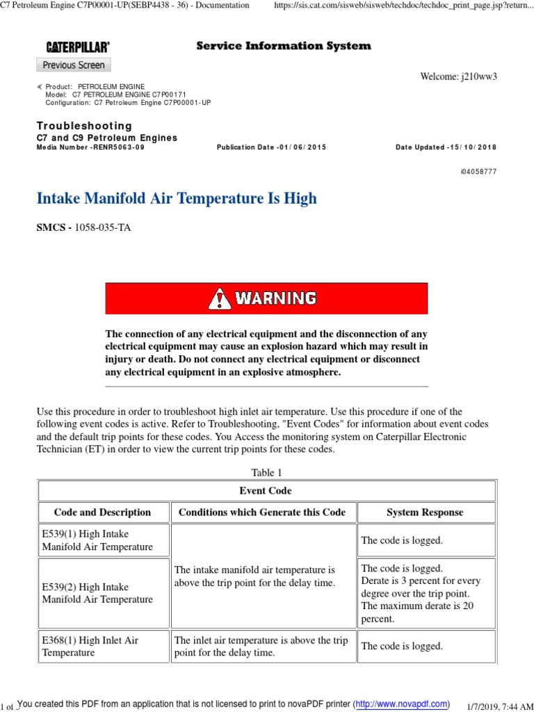 E539E368 High Intake Manifold Air Temp PDF Coolant Engines
