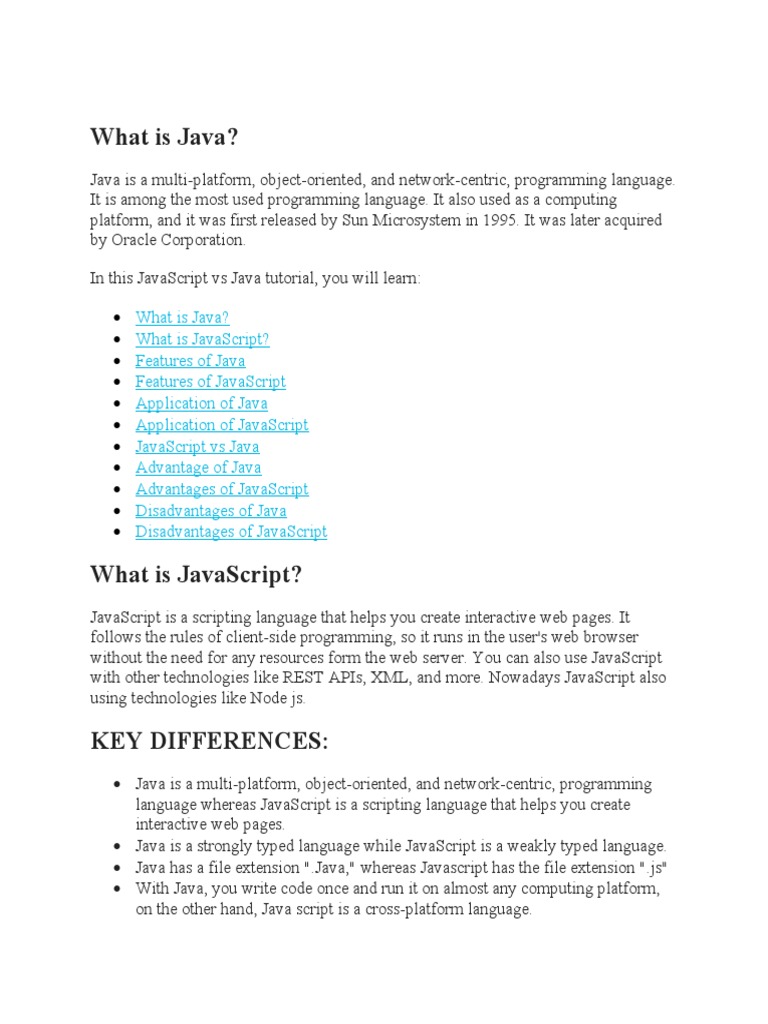 A Comprehensive Comparison of Java and JavaScript: Key Differences ...