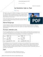 Process Capability Statistics - CPK vs. PPK