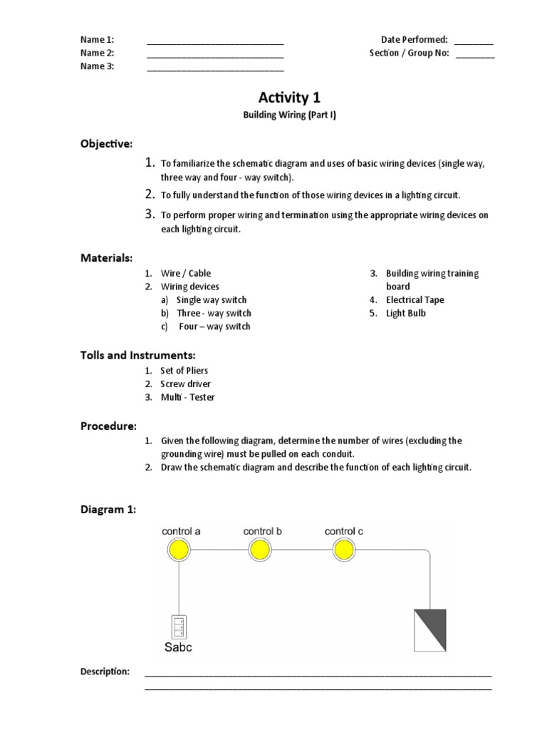 Building Wiring Activity 1: Understanding Basic Switching Circuits and